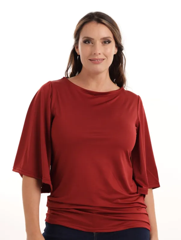 Ladies Wide Sleeve Top - Rust sold by Edgars