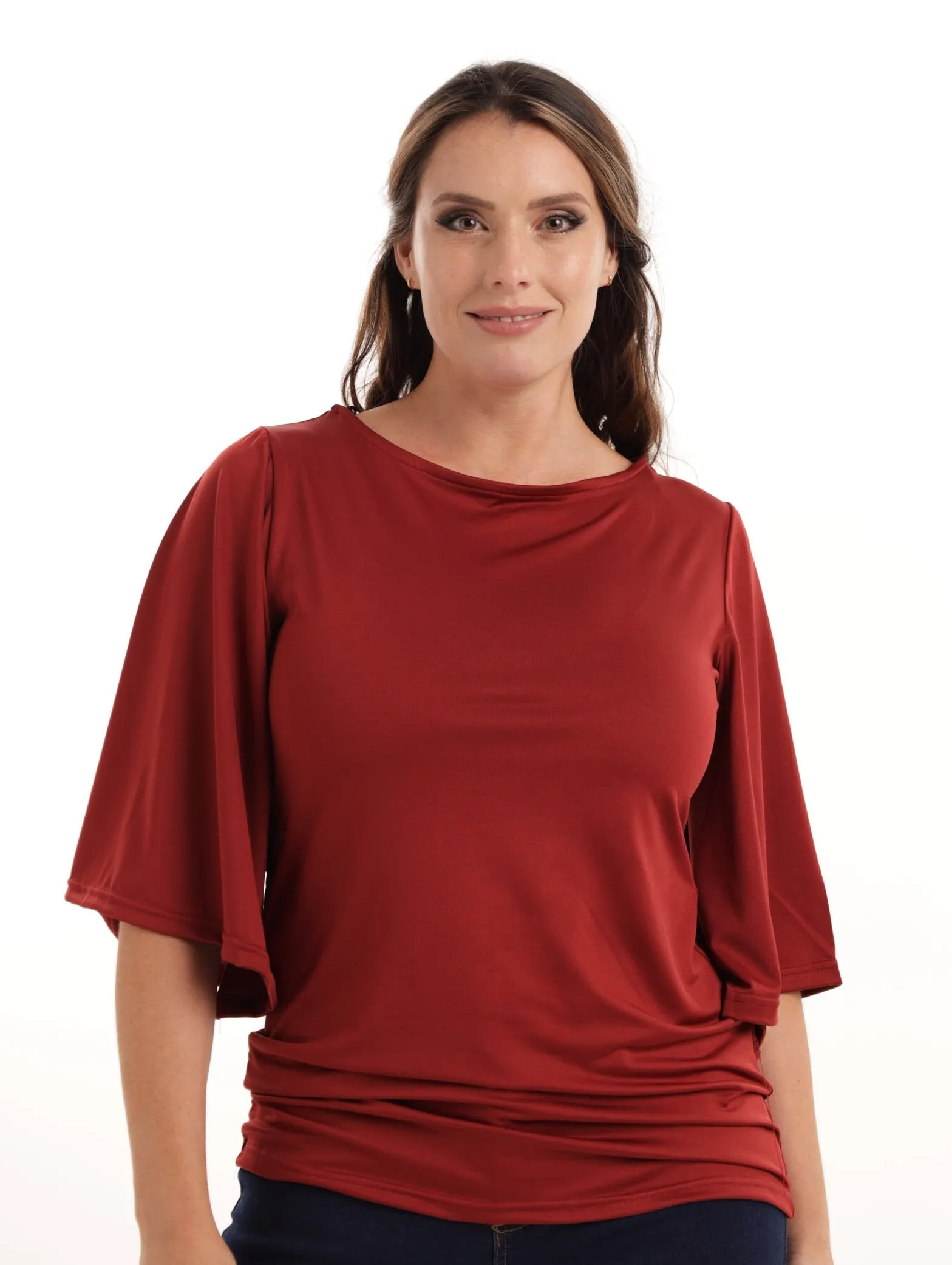 Ladies Wide Sleeve Top - Rust sold by Edgars