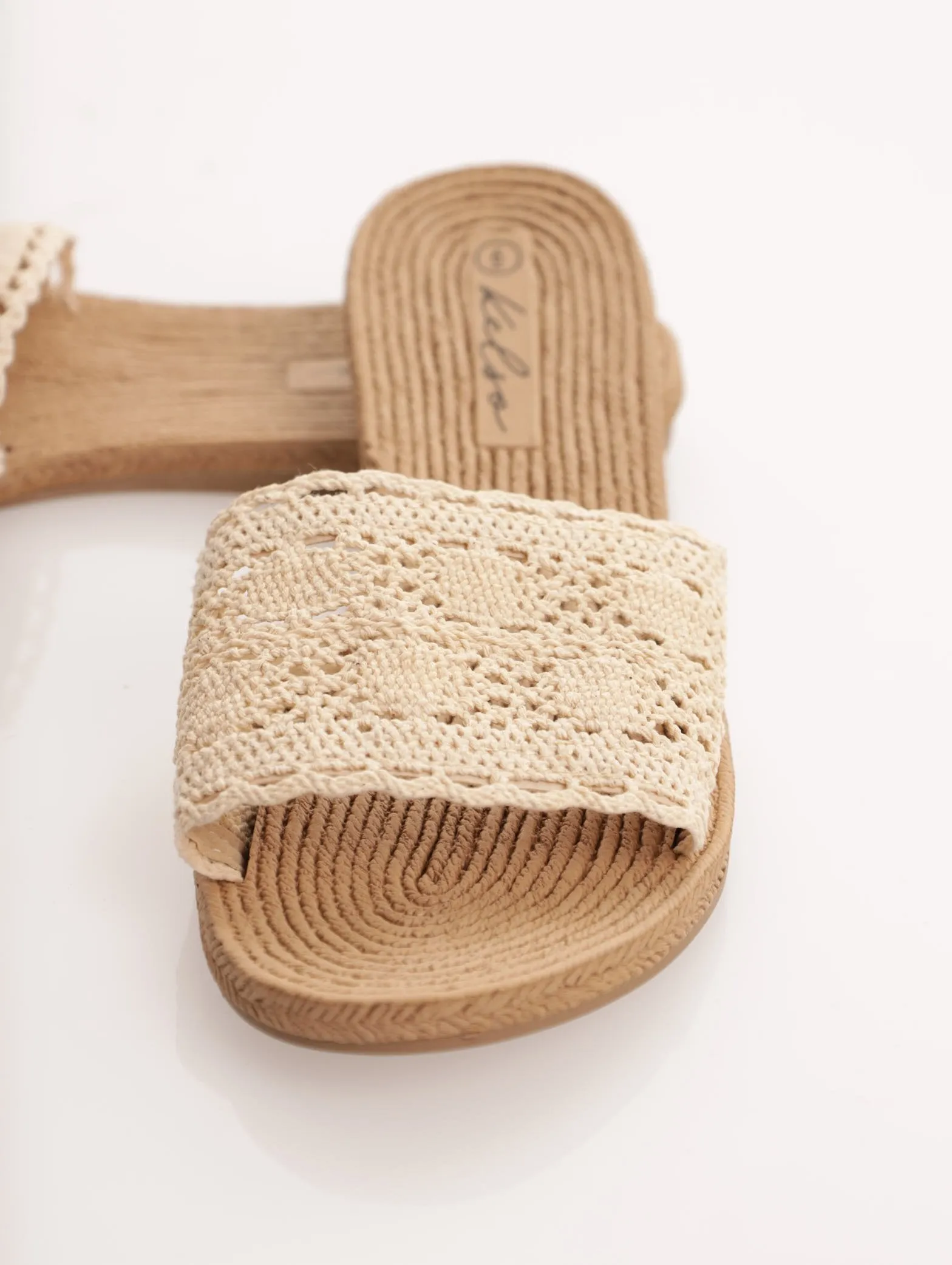 Ladies Crochet Moulded Mule Sandal - Beige sold by Edgars