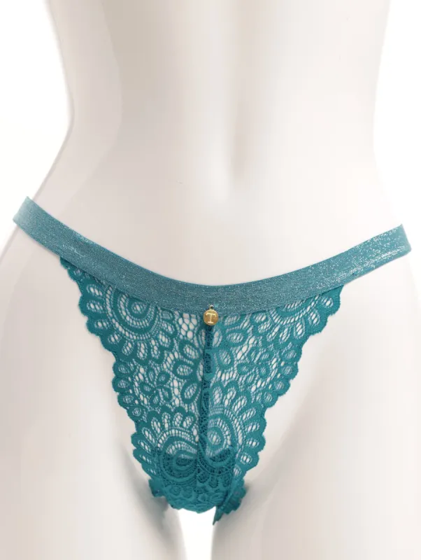 Ladies Thong With Self Colour Lurex Elastic - Emerald sold by Edgars