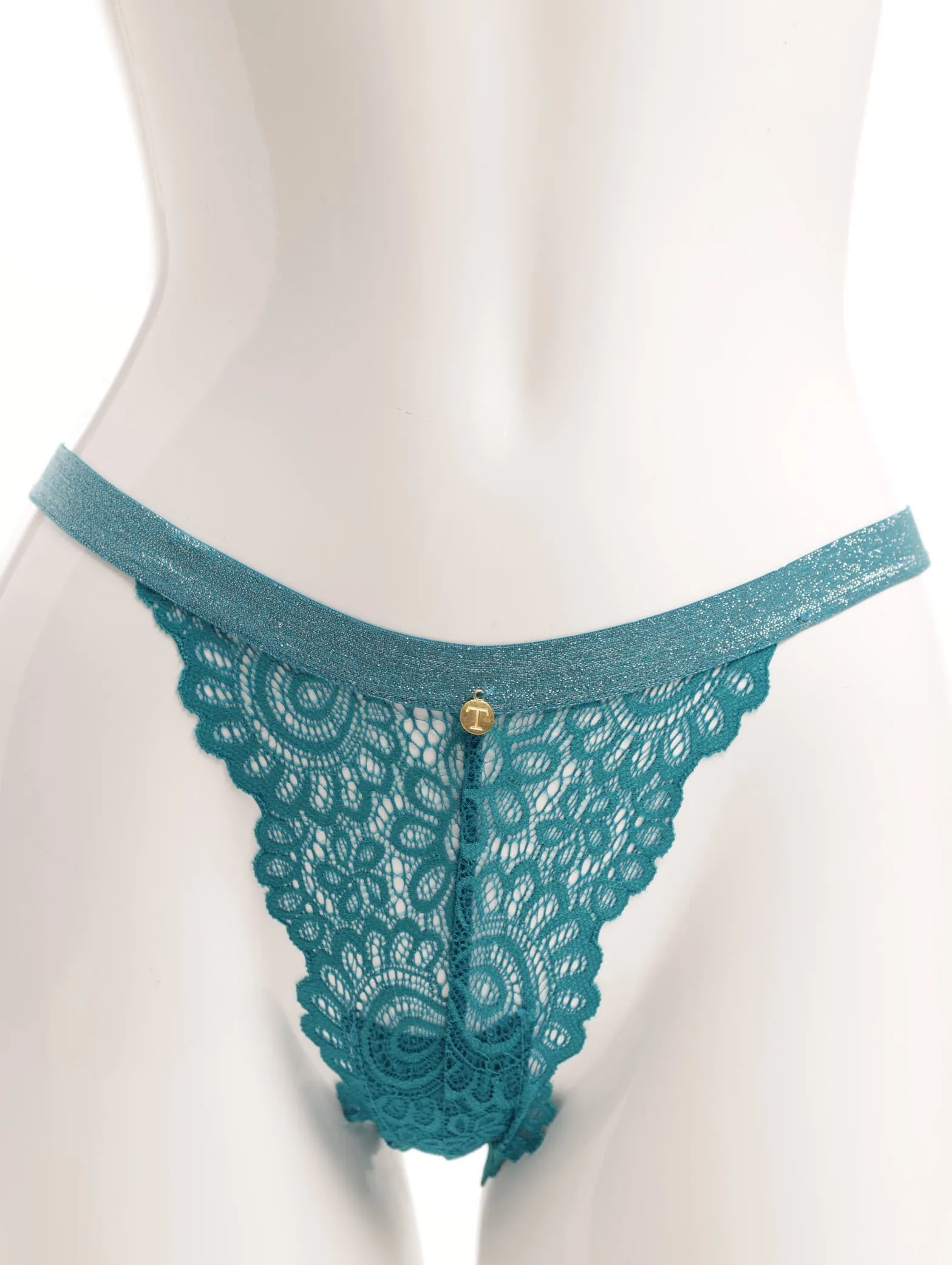Ladies Thong With Self Colour Lurex Elastic - Emerald sold by Edgars