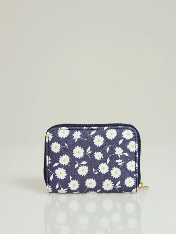 Daist Print Small Zip Around Purse - Navy made by Edgars