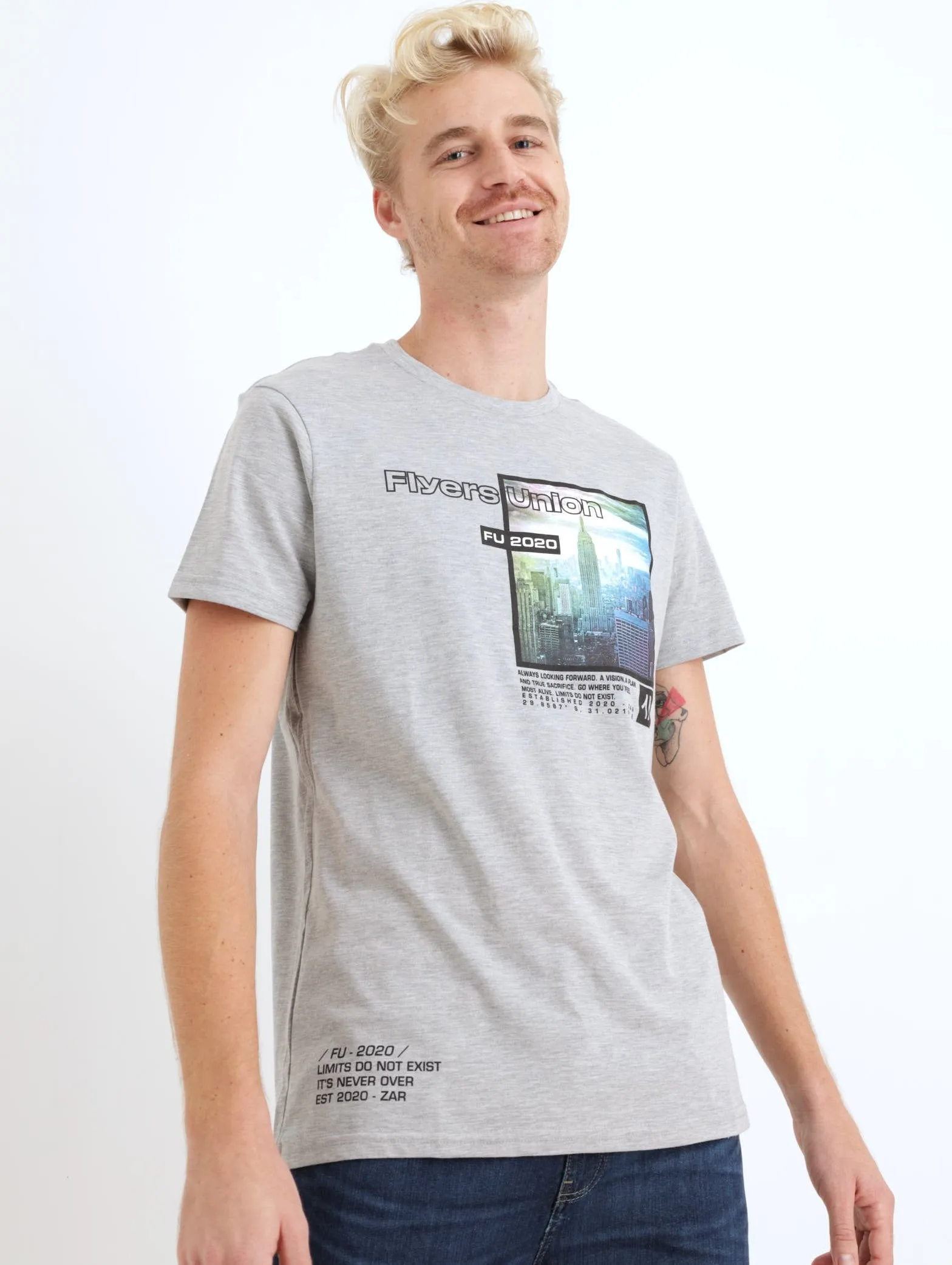 Men's Photographic Tee - Grey Melange sold by Edgars