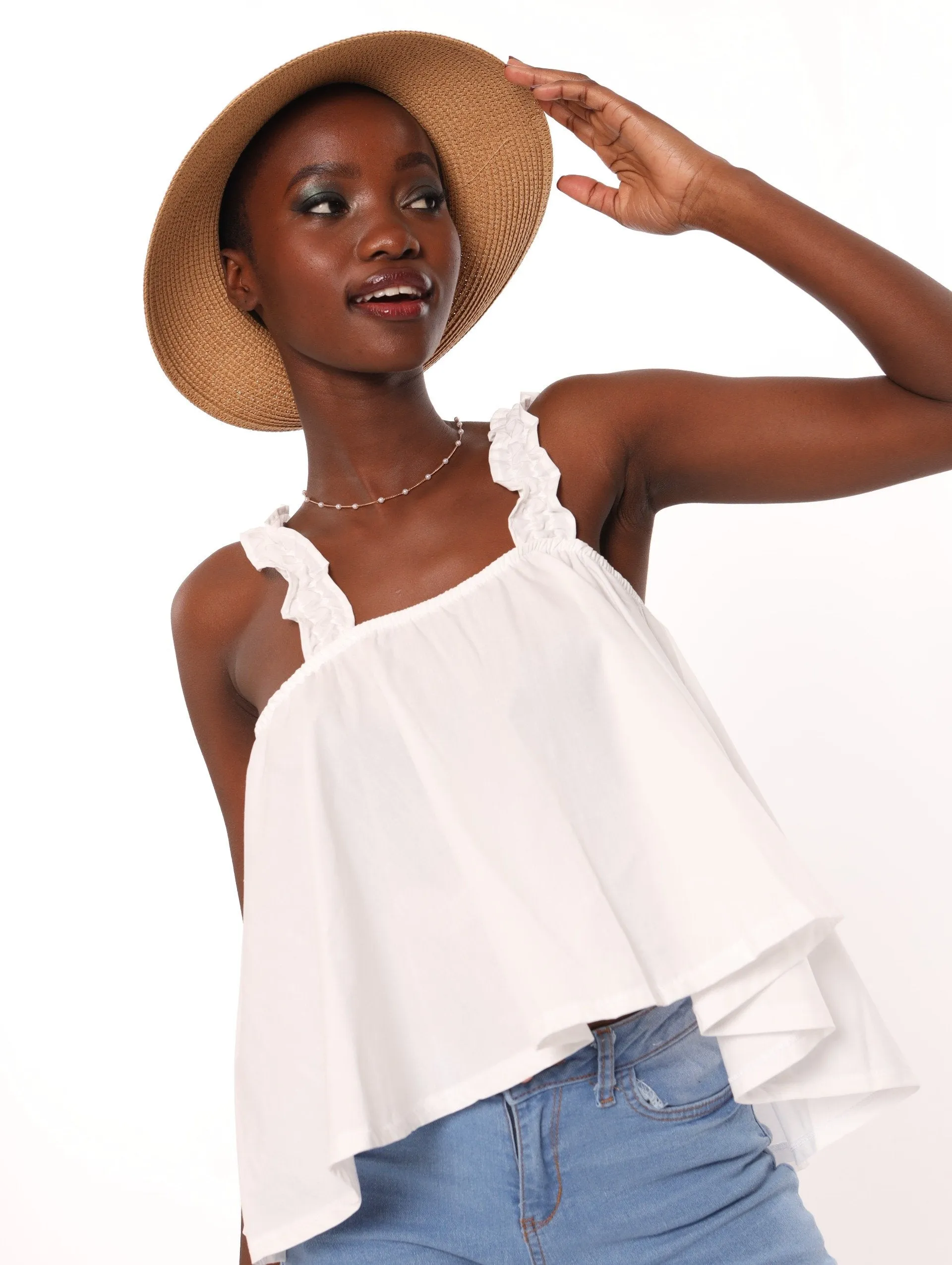 Ladies Poplin Swing Tank sold by Edgars