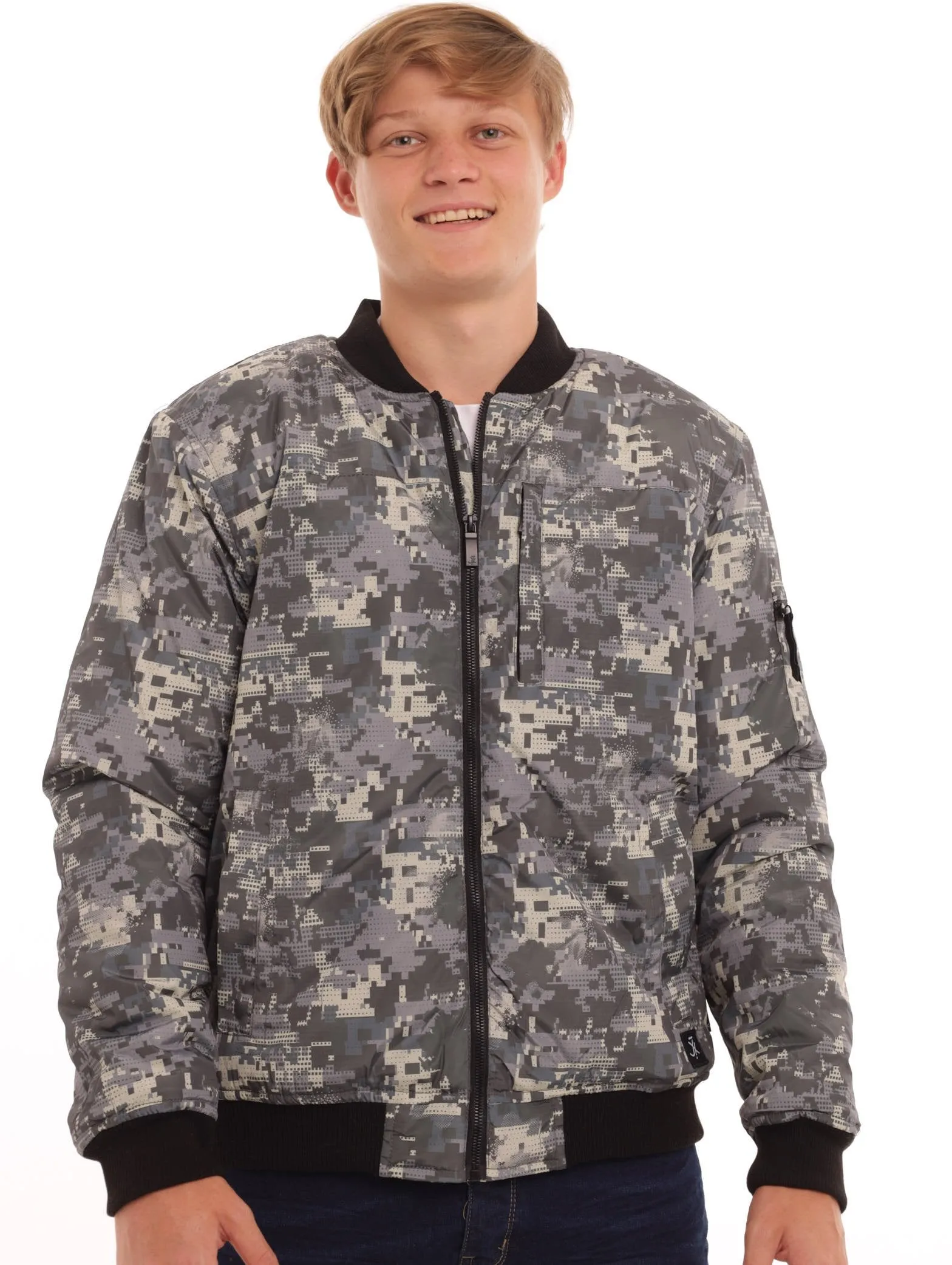 Men's Camo Bomber Jacket - Grey sold by Edgars