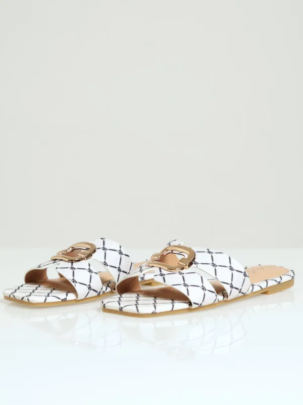 Monogram Mule  Sandal With Antique Trim - Off White sold by Edgars