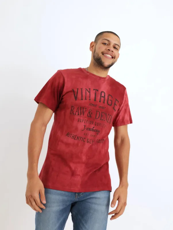 Men's Vintage Script Spectra Tee - Dark Red sold by Edgars
