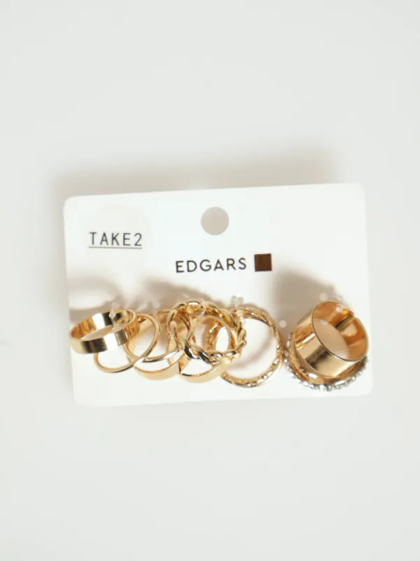 10 Pack Twist Rings - Gold sold by Edgars
