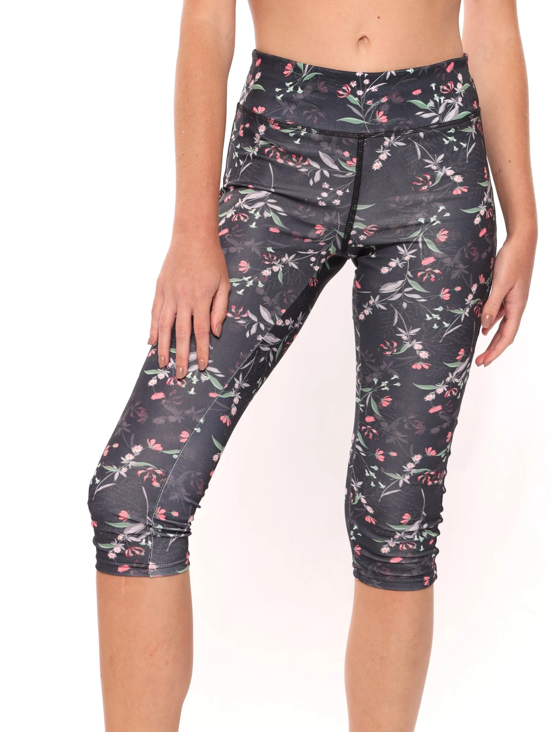 Ladies Printed Floral Crop Bottom - Grey/Blush sold by Edgars