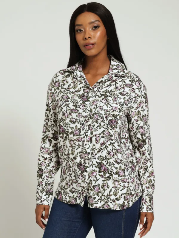 Long Sleeve Floral Shirt With Lurex sold by Edgars