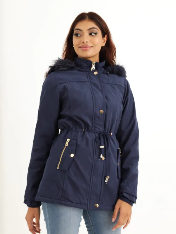 Ladies Padded Parker Jacket - Navy sold by Edgars