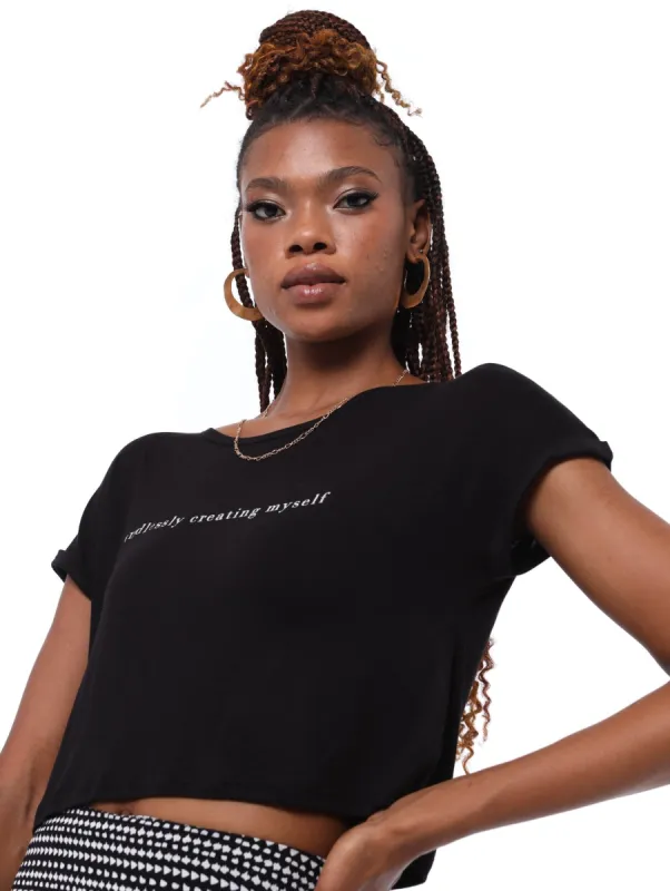 Ladies Hip Grazer Create Self Top - Black sold by Edgars