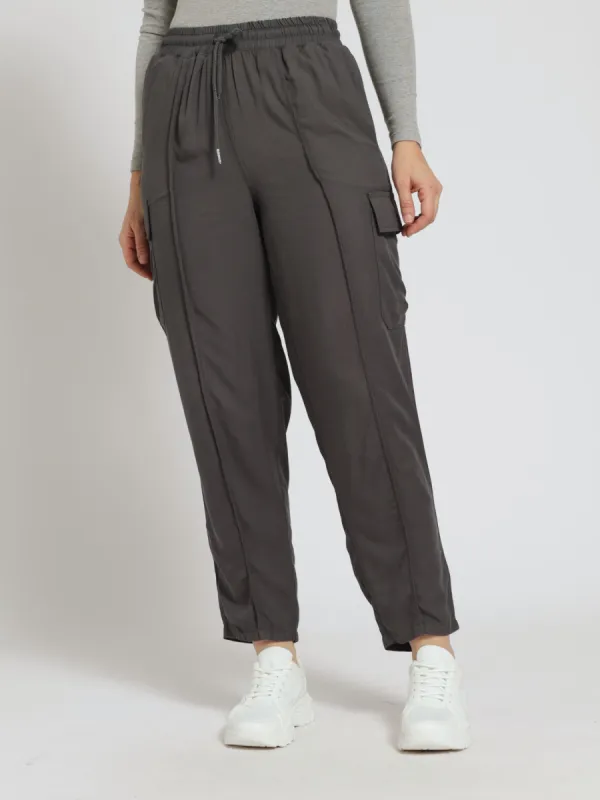 Pull On Utility Pants With Pintuck Detail - Charcoal sold by Edgars