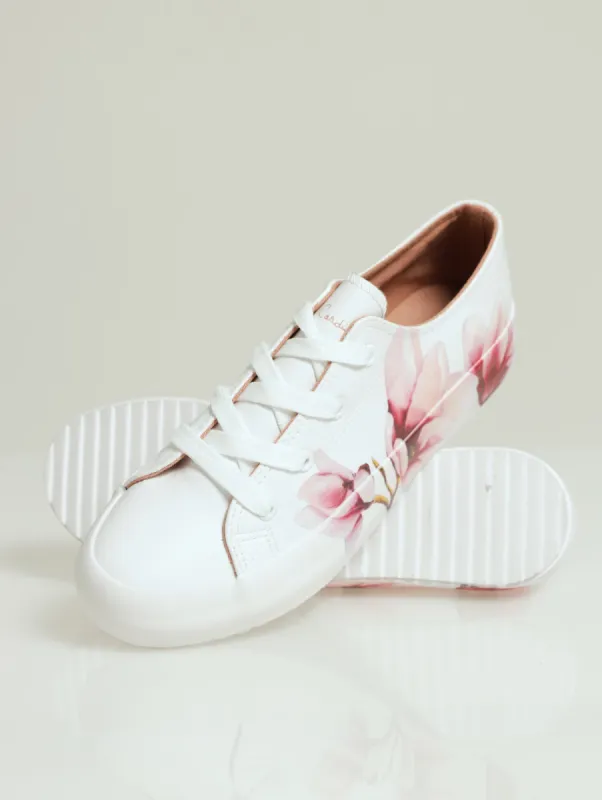 Gardin Floral Lace Up Platform Sneaker - White/Pink sold by Edgars