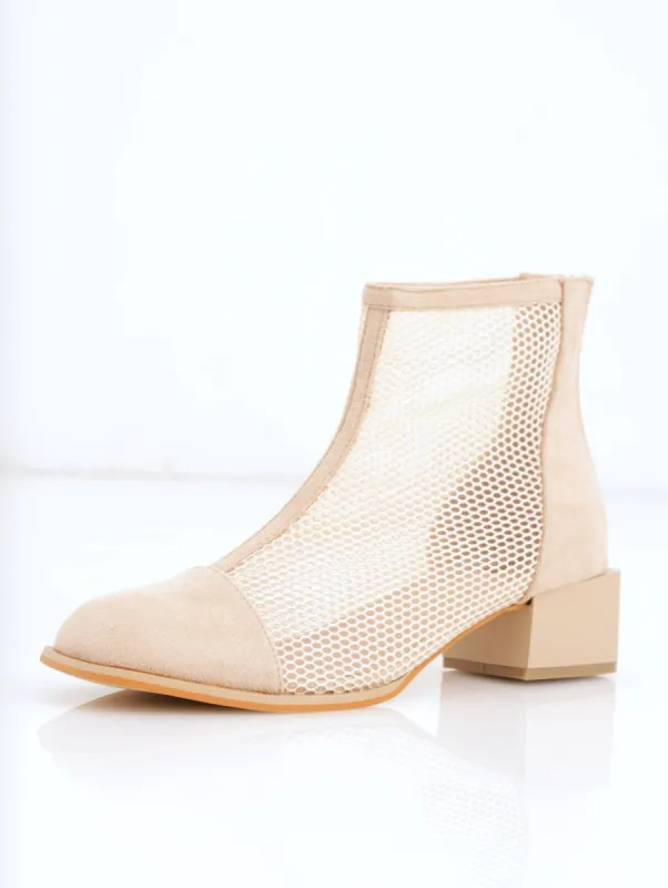 Ladies Square Heel Mesh Ankle Boot - Nude sold by Edgars