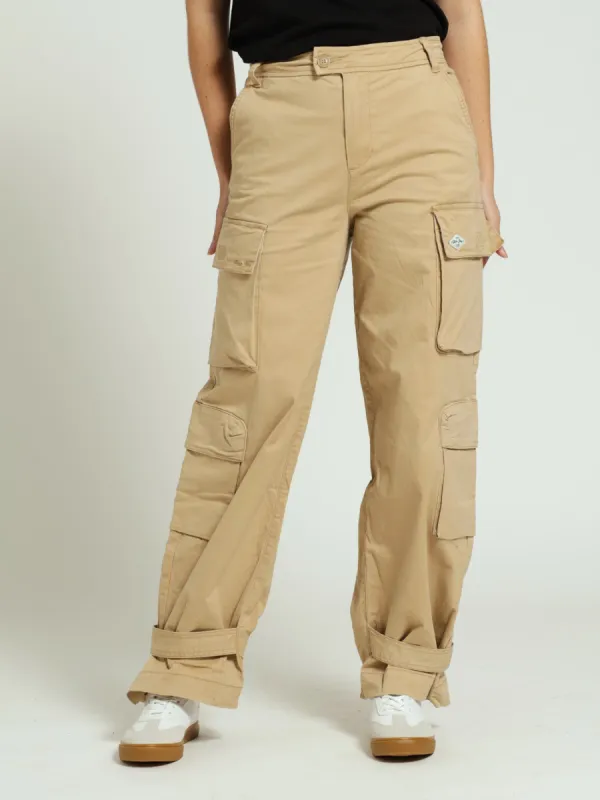 Stretch Twill Straight Leg Cargo Pants - Khaki sold by Edgars