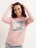 Ladies Long Sleeve Curved Hem Reason To Smile Tee - Dusty Pink sold by Edgars