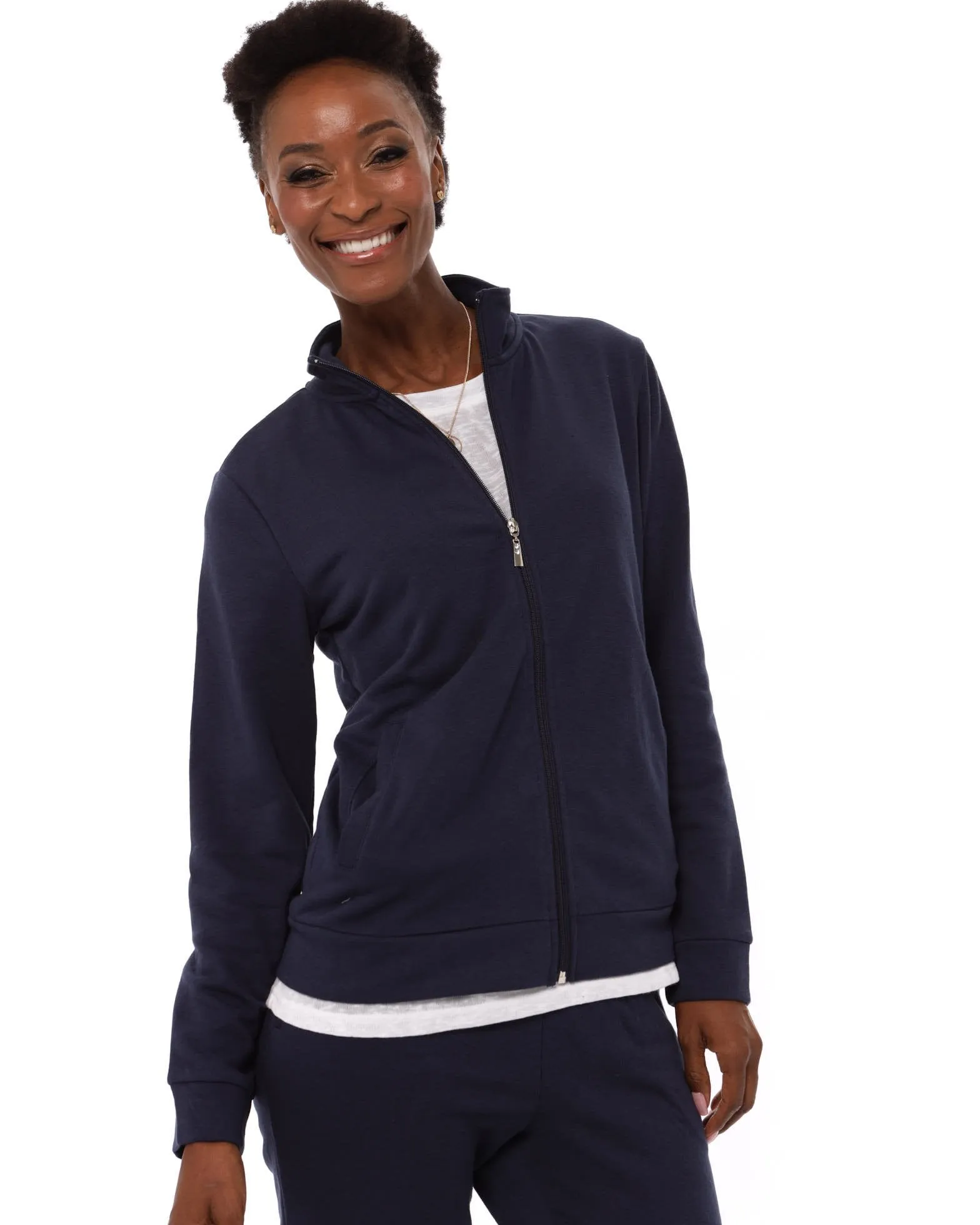 Ladies Zip Through Track Top - Navy sold by Edgars