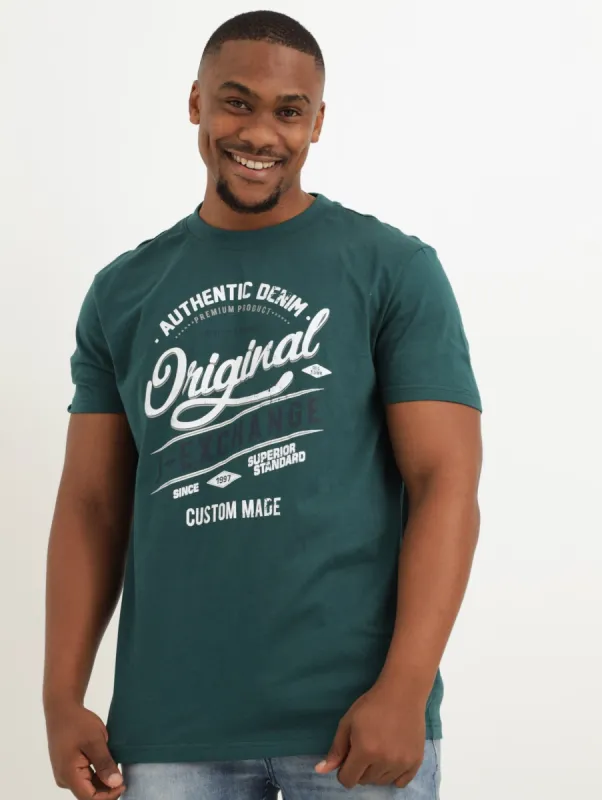 Men's Script Fonts Icon Tee - Teal sold by Edgars