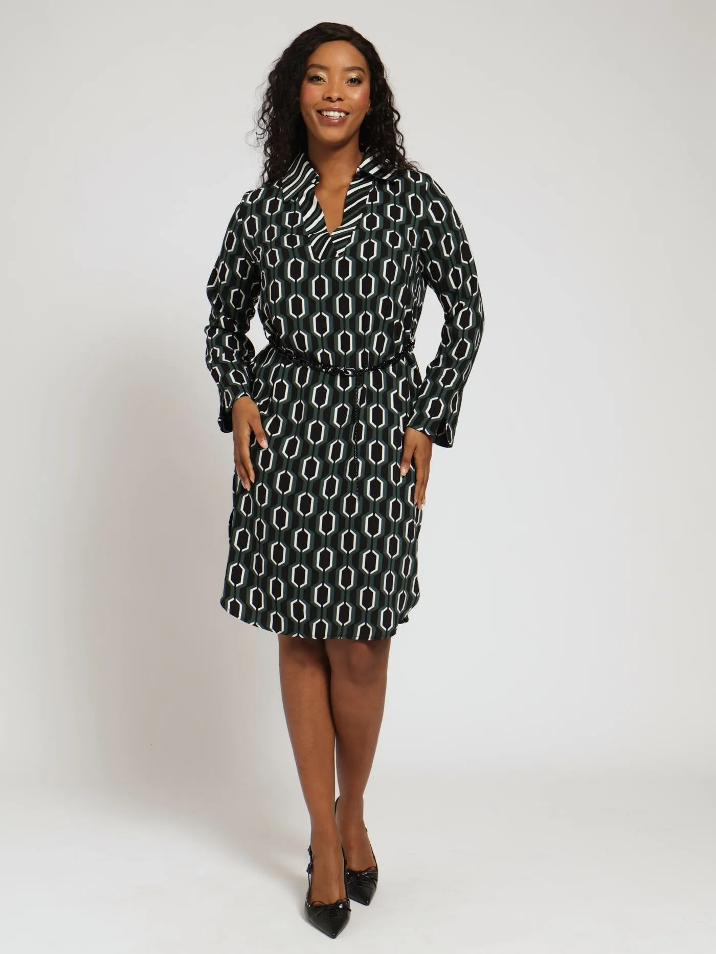 Geo Shift Dress With Belt - Bottle sold by Edgars