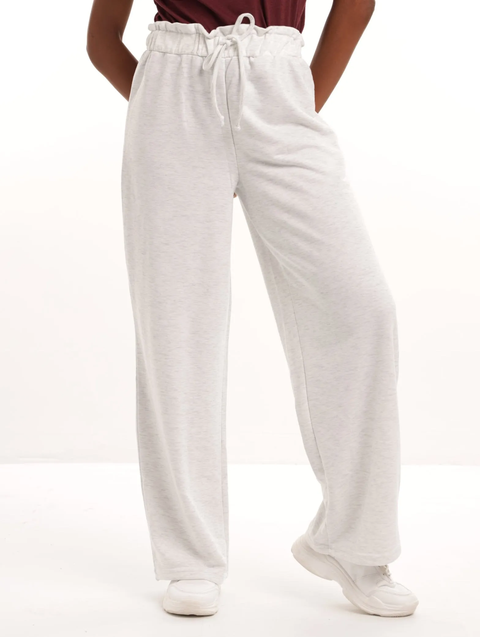 Ladies Paperbag Wideleg Bottom - Grey Melange sold by Edgars