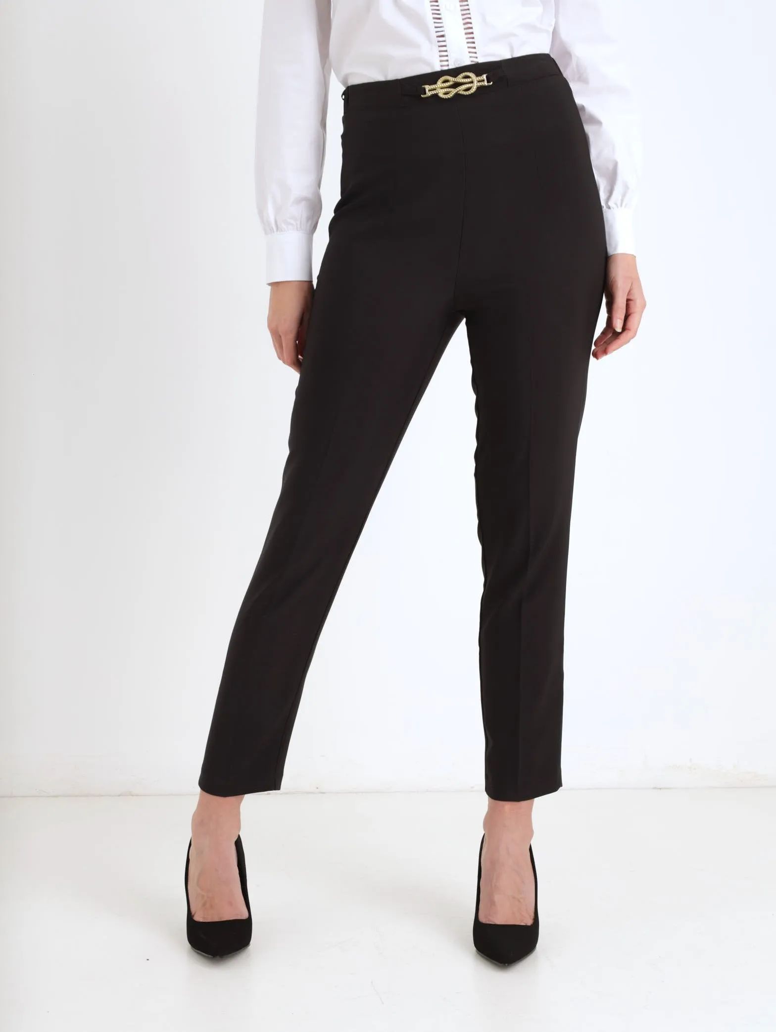 Ladies Buckle Detail Tapered Pant - Black sold by Edgars