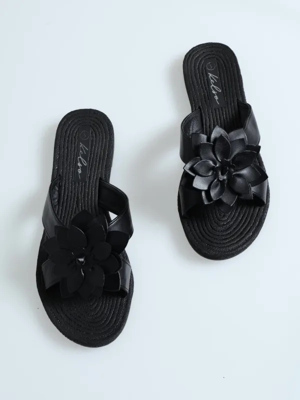 Crosstrap With Flower Mule Sandal - Black sold by Edgars
