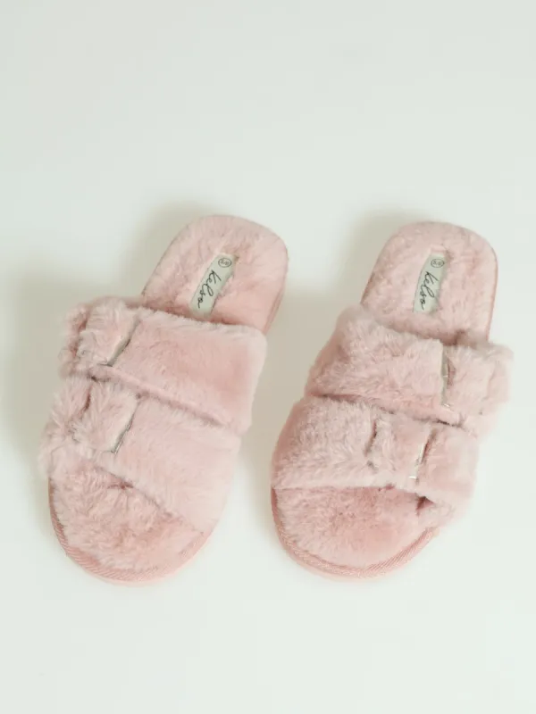 2 Strap Buckle Slipper - Blush sold by Edgars