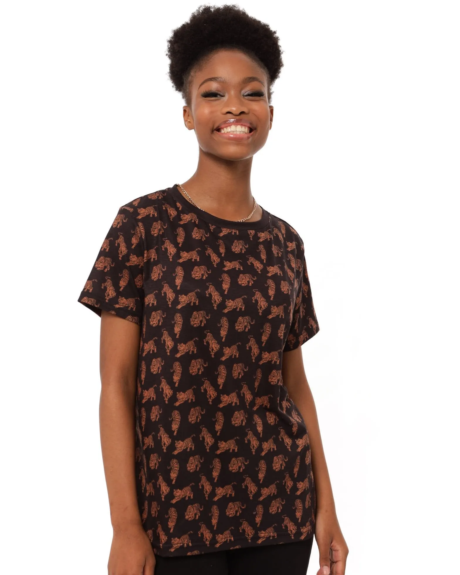 Ladies Rotary Tiger Print Tee - Black sold by Edgars