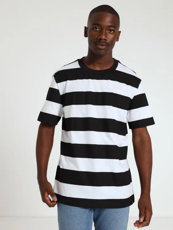 Wide Stripe Tee - Black/White sold by Edgars