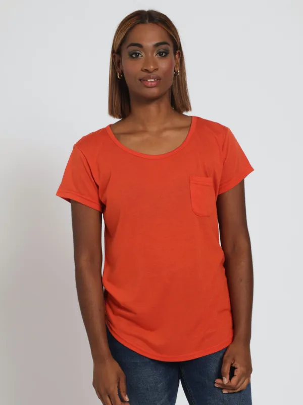 Basic Pocket Tee - Burnt Orange sold by Edgars
