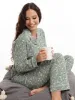 Ladies Ditsy Floral Button Through Pj Set - Green sold by Edgars