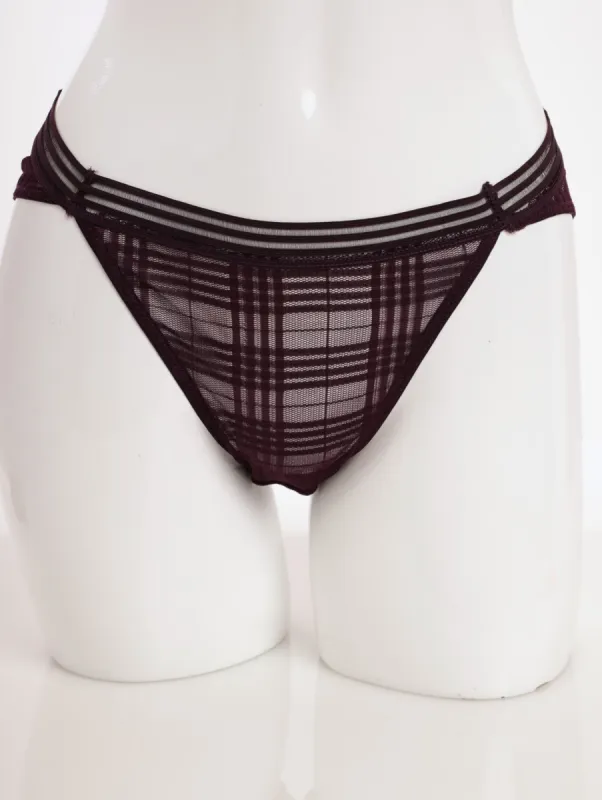 ladies 2 Pack Grid Mesh Tanga Panty - Plum sold by Edgars