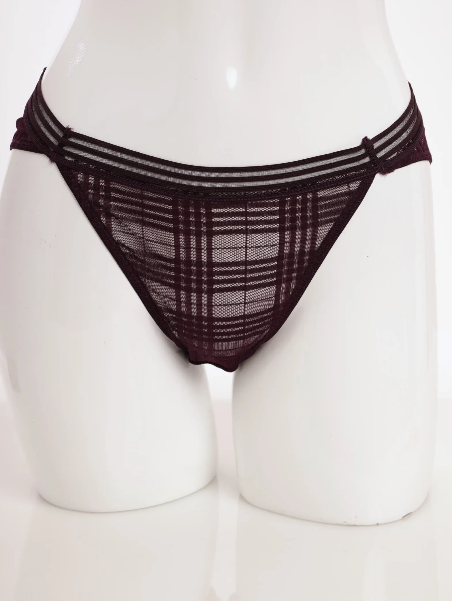 ladies 2 Pack Grid Mesh Tanga Panty - Plum sold by Edgars