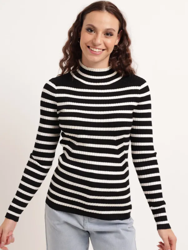 Ladies Ribbed Turtleneck Pullover - Black sold by Edgars