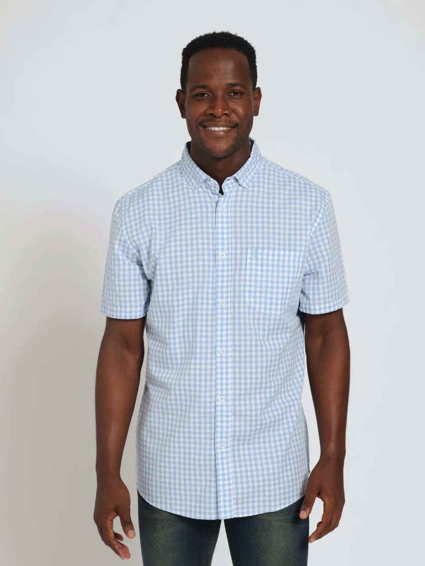 Gingham Shirt - Light Blue sold by Edgars