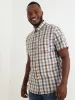 Men's Short Sleeve Medium Check Shirt - Brown/White sold by Edgars
