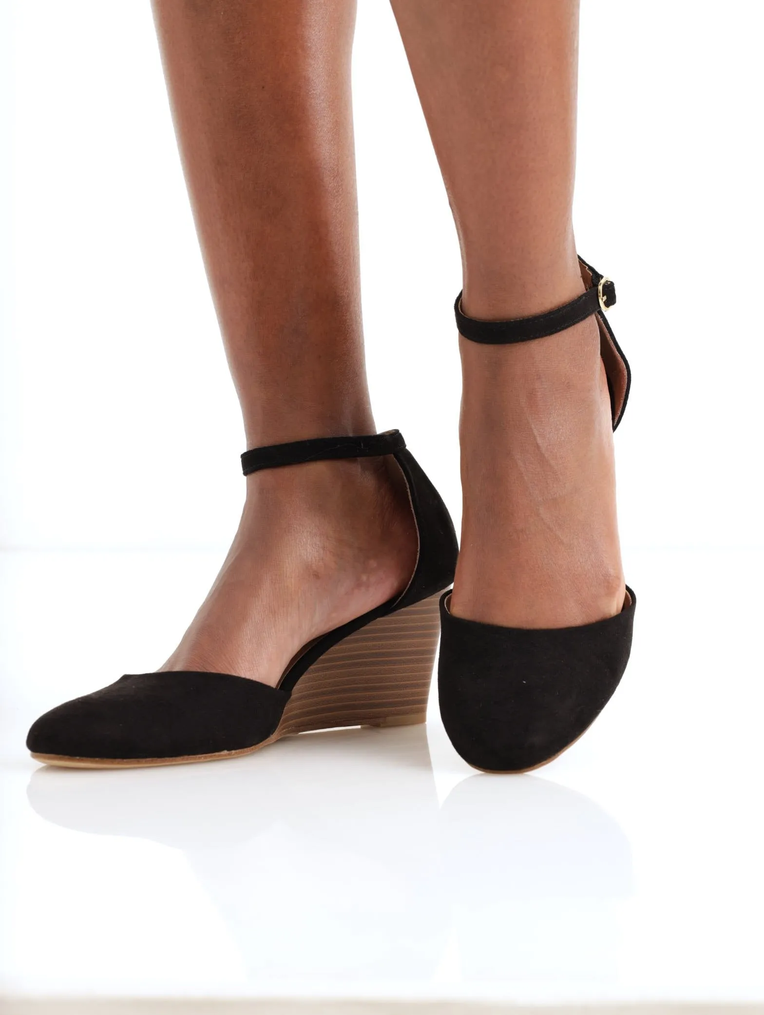 Ladies Round Toe Dorsay Wedge Heel - Black sold by Edgars