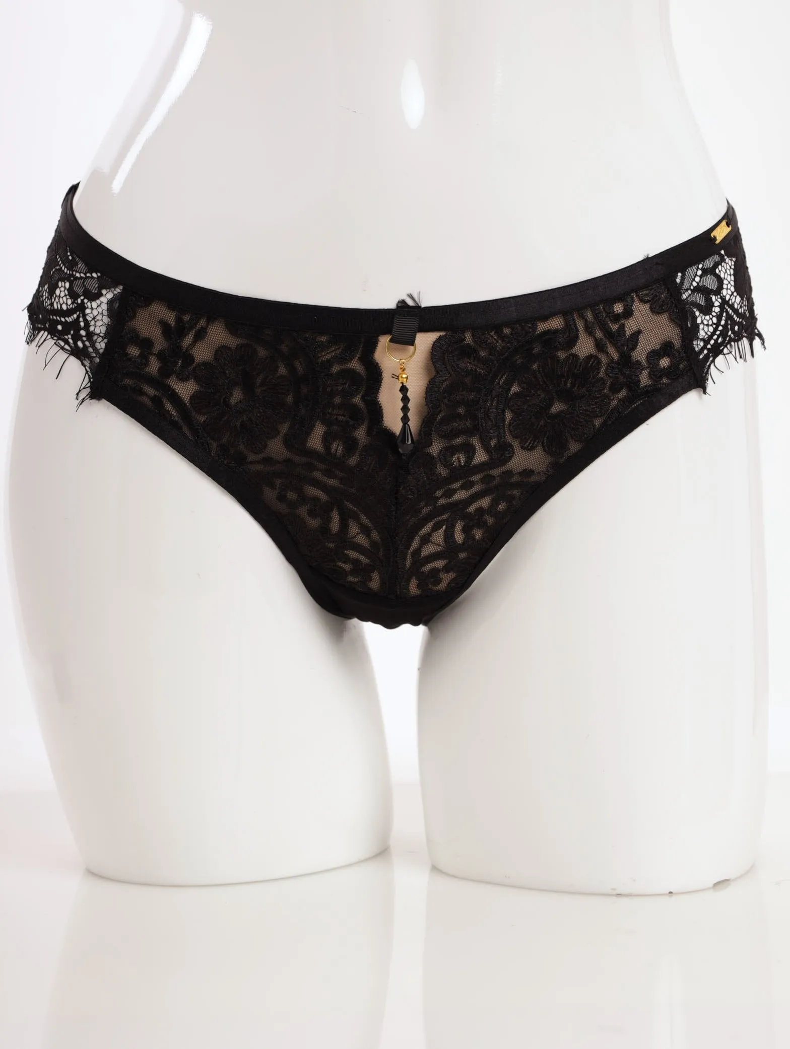 ladies Special Embroidery & Eyelash Lace Brazilian Panty - Two-tone sold by Edgars