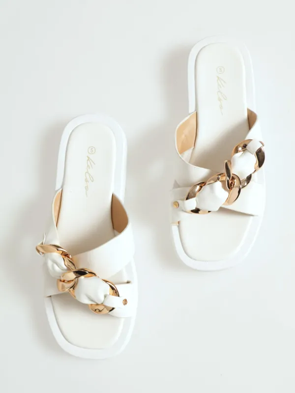 Crosstrap Chain Mule Flatform Sandal - Off White sold by Edgars 