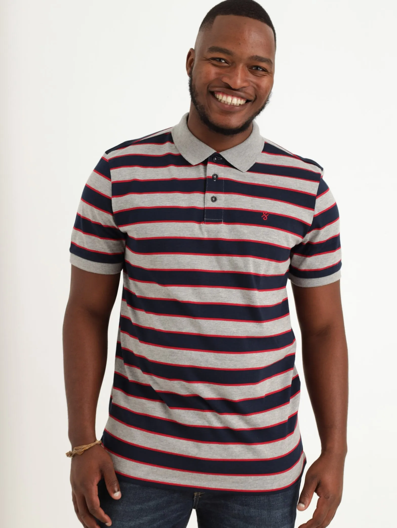 Men's Feeder Striped Golfer - Grey Dawn sold by Edgars