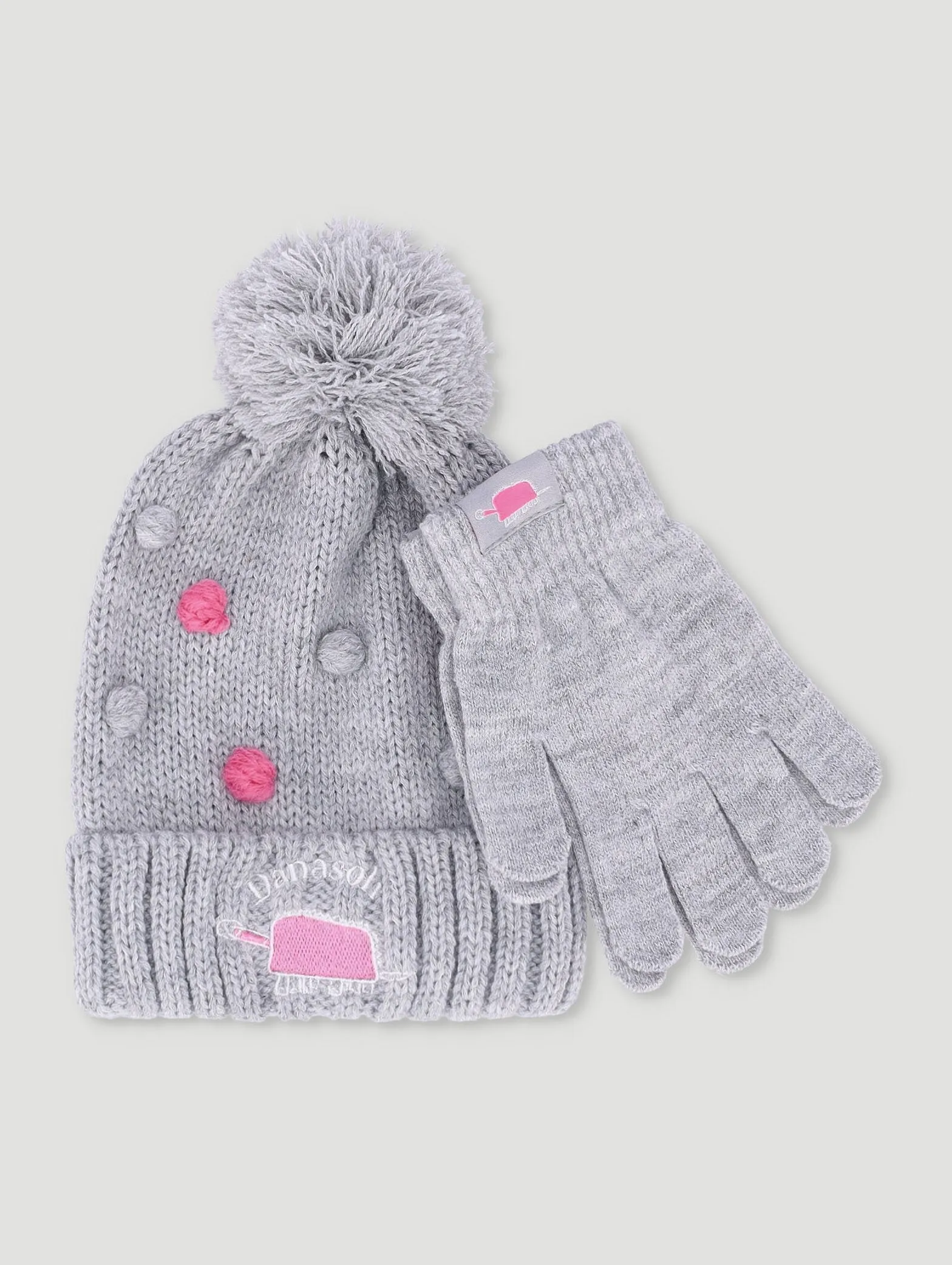 Pre-Girls Danasoli Beanie & Glove Set - Grey sold by Edgars