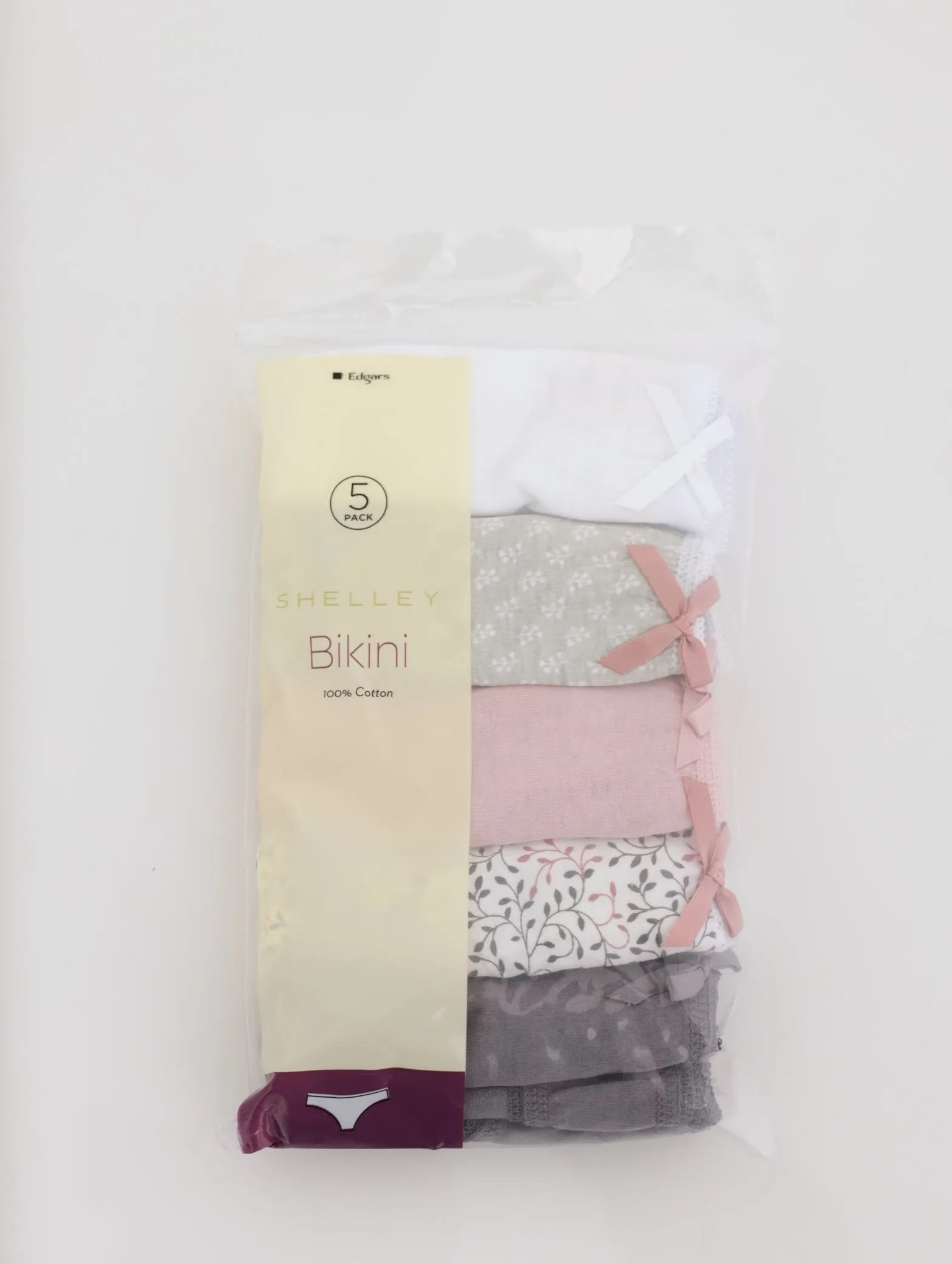 Ladies 5 Pack Cotton Floral Bikini Panty - Pink sold by Edgars