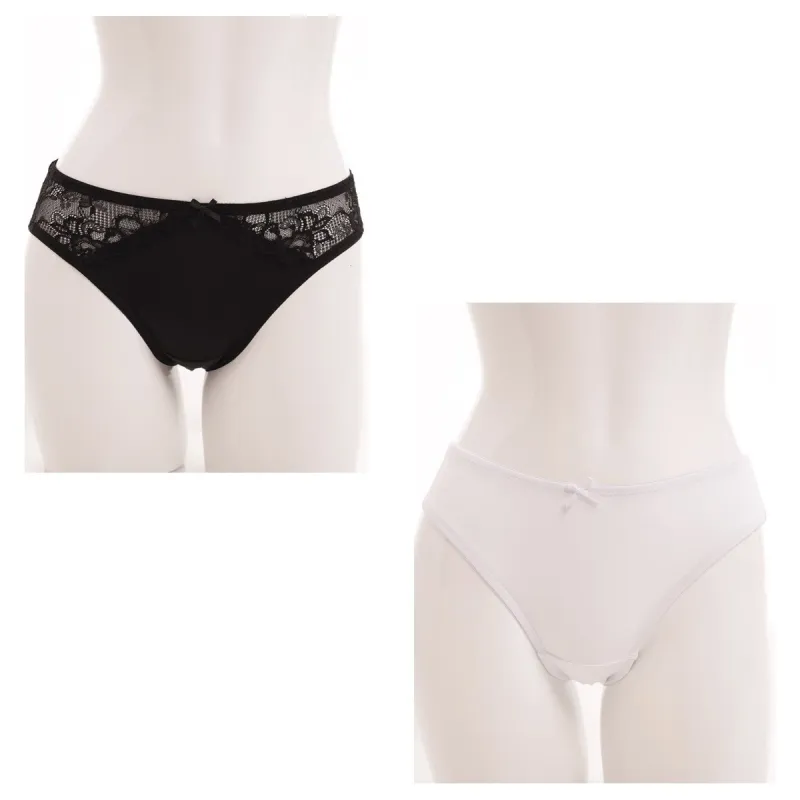 Ladies 2 Pack Microfibre Lace Hicut - Two-Tone sold by Edgars