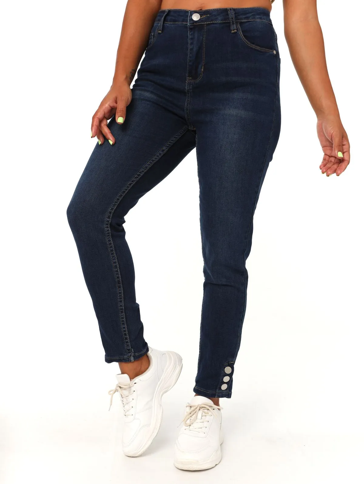 Ladies Ink Ankle Button Skinny Denim Jean sold by Edgars