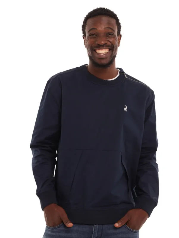 Men's Long Sleeve Woven Sweat Top - Navy sold by Edgars