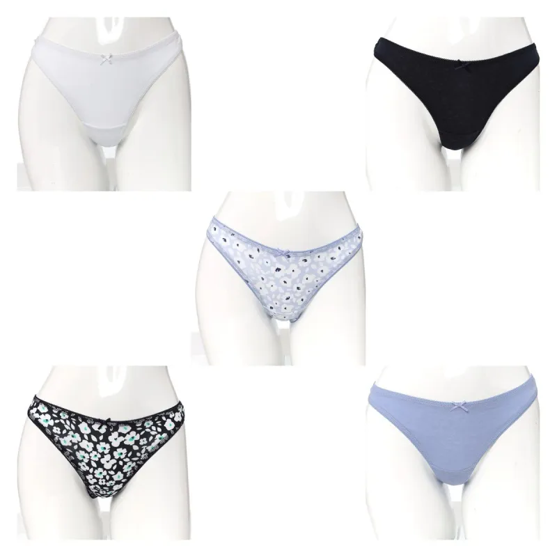 Ladies 5 Pack Cotton Thong Panty sold by Edgars