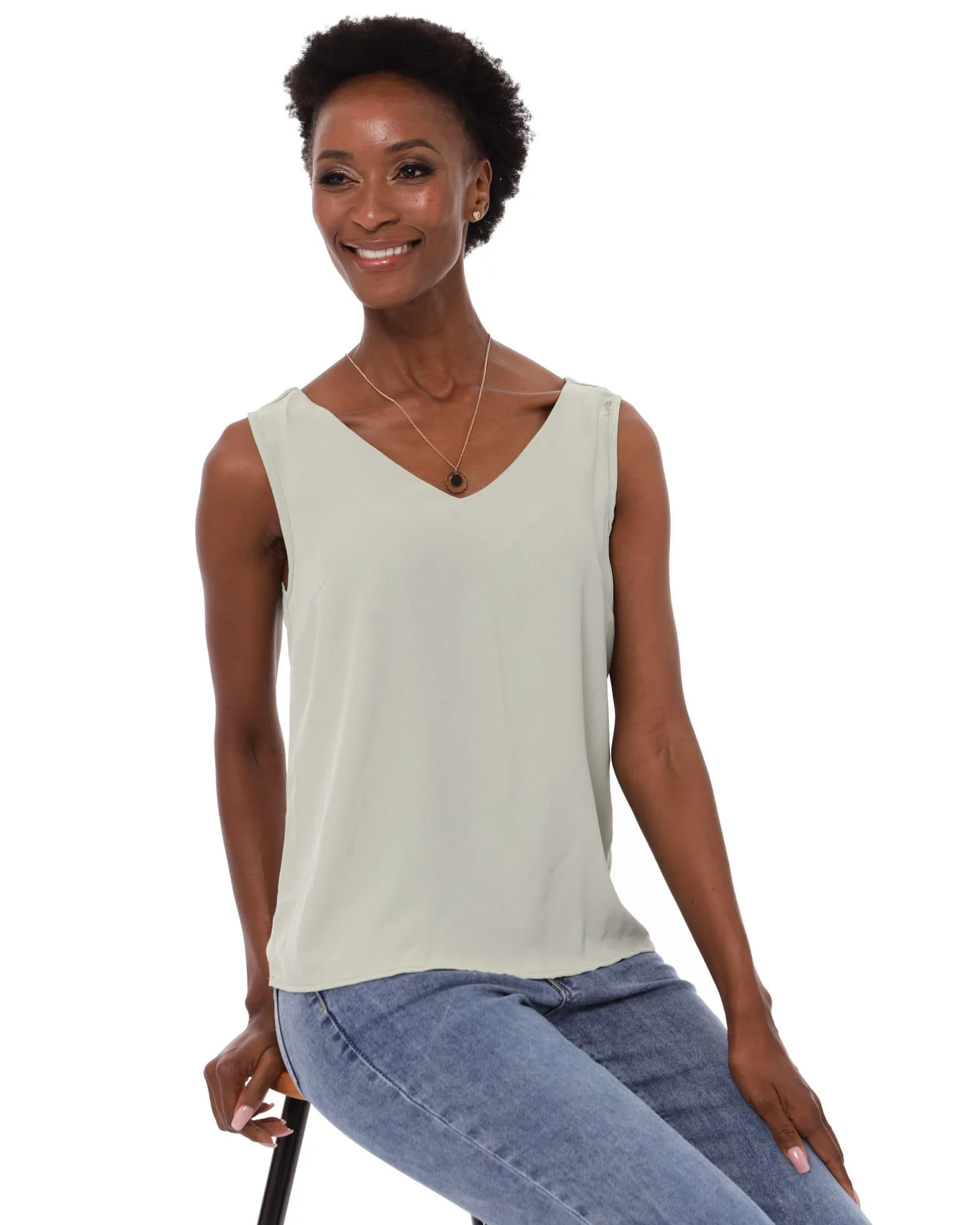 Ladies Woven Tank - Green sold by Edgars