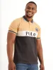 Men's Front Chest Logo Stripe Golfer - Rust sold by Edgars