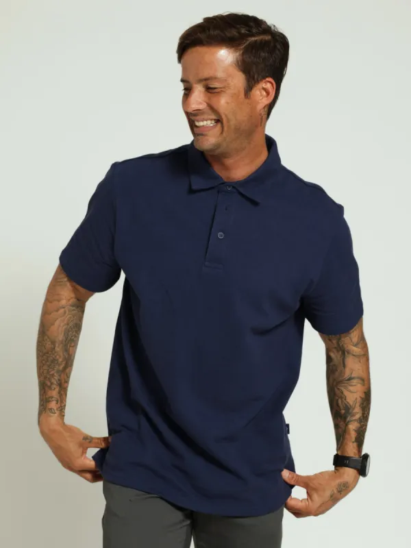 Slub Self Collar Golfer - Dark Navy sold by Edgars